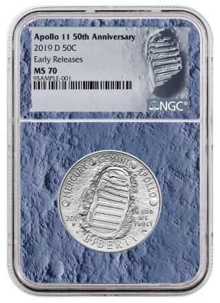 2019 D Apollo 11 50th Commem Clad Half Dollar Ngc Ms70 Er Moon Core Sku56535