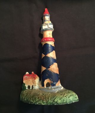 Vintage Cast Iron Lighthouse Door Stop Or Bookend
