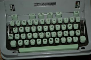 Vintage Hermes 3000 Portable Typewriter Seafoam Green with Case - 4