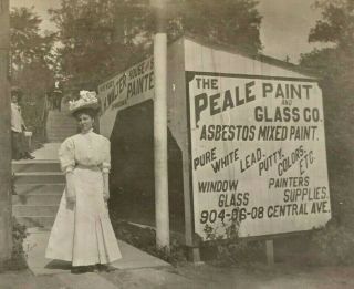 Antique C1890s Victorian Fashion Lead Asbestos Paint Advertising Sign Photo
