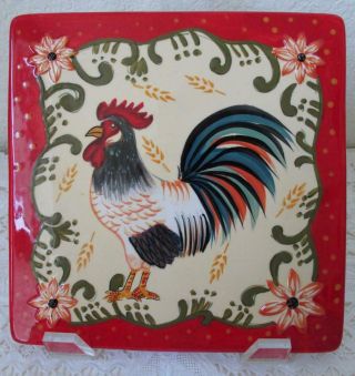 Fitz And Floyd Rooster Trivet Gourmet Homestead 8 " Hand Painted French Country