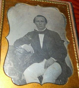 Big Quarter Plate Daguerreotype Of Man With Unusual White Trousers