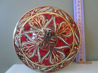 Vintage Daher Round 8 " Biscuit Or Cake Tin In Red - Made In Hong Kong