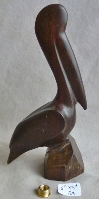 Lamp Finial Carved Rosewood Pelican Bird Mid Century Moderne 6 " H Ra