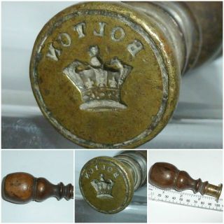 Edwardian Gpo Postal Intaglio Seal Stamp Crown Bolton Royal Mail Brass Treen