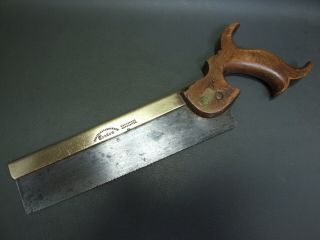 Vintage 9 " Brass Backed Dovetail Tenon Saw Old Tool By Drabble & Sanderson