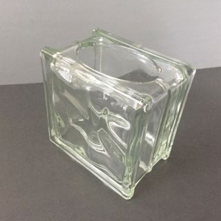 Vintage Miniature Glass Block Vase Or Business Card Holder 3 X 3