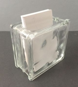 Vintage Miniature Glass Block Vase or Business Card Holder 3 x 3 2