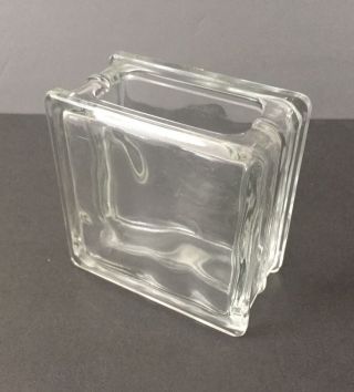 Vintage Miniature Glass Block Vase or Business Card Holder 3 x 3 4