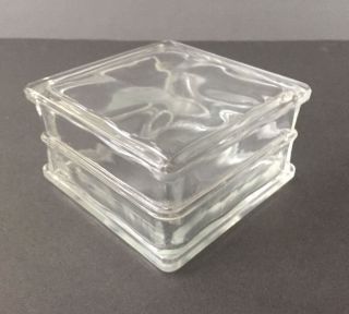 Vintage Miniature Glass Block Vase or Business Card Holder 3 x 3 7