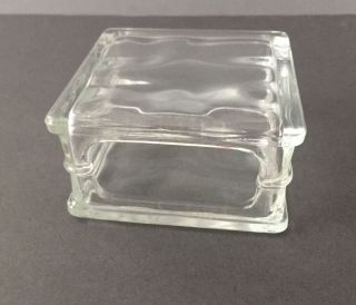 Vintage Miniature Glass Block Vase or Business Card Holder 3 x 3 8