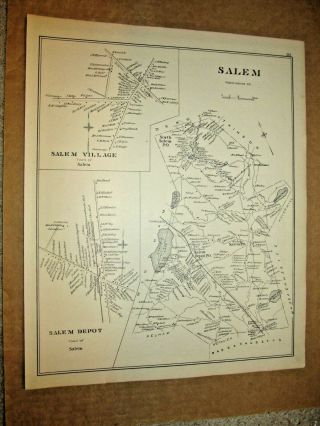 Salem,  Nh. ,  Vintage Antique 1892 Map. ,  Not A Reprint.  Page - 161