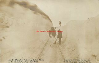 Nd,  Fairdale,  North Dakota,  Rppc,  Railroad Shovelers After Plow,  Barness No 4