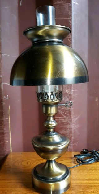 Vintage Brass Metal Aladdin Lamp Electric With Shade.