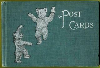 Rare Antq 1907 Teddy Bear Postcard Album With Set Of Cracker Jack Bears Postcard