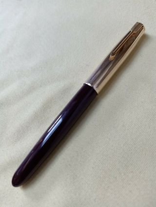 Rare Vintage Parker 51 Burgundy 12k Gf Fountain Pen Made In Usa