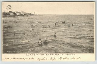 Ga.  " Surf Bathing St.  Simons Island,  Ga.  " 1900 