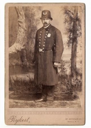 Cab Photo Policeman Police Officer Constable Badge Cop Buffalo Ny Rykert 1880s