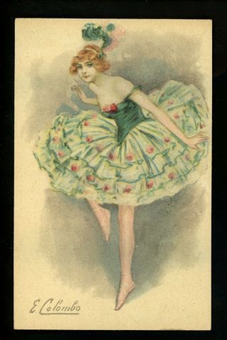 Artist Signed Vintage Postcard Colombo,  Woman In Dress 478 Ballerina Dancer