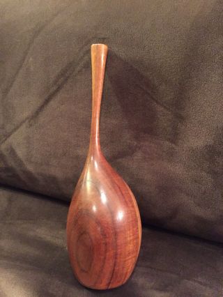 Rare DAN DELUZ Abstract Handcarved KOA Wood Vase Great Design 2