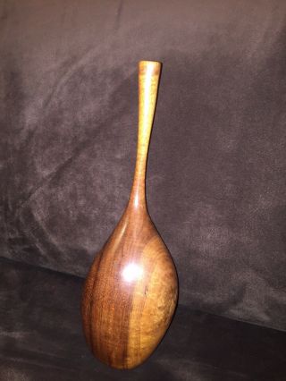 Rare DAN DELUZ Abstract Handcarved KOA Wood Vase Great Design 7