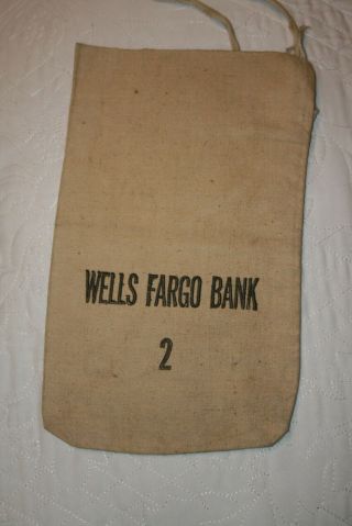 Vintage No.  2 Canvas Wells Fargo Bank Money Bag
