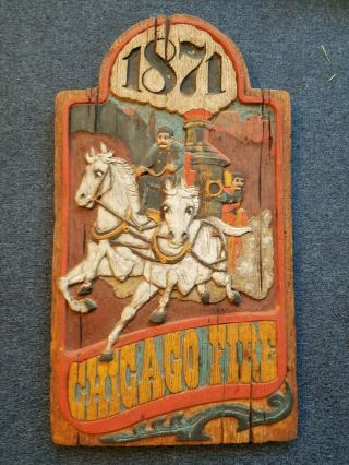 Chicago Fire 1871 Art Styrofoam Sign 19 " X 11 " Estimated From 1971