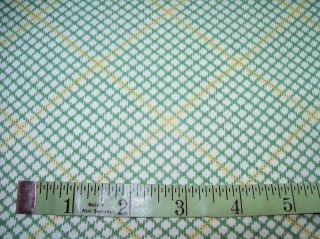 Vintage Feed Sack: Green And Yellow Geometric Pattern On White