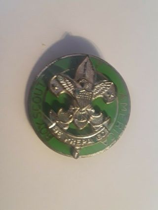 Boy Scouts Of America Be Prepared Pin Fleur De Lis With Green Enamel.