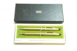 Vintage Cross 10k Gold Filled Ballpoint Pen And Mechanical Pencil Set No 4501