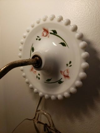 Vintage White Milk Glass Painted Hurricane Boudoir Parlor Wall Sconce Lamp 5
