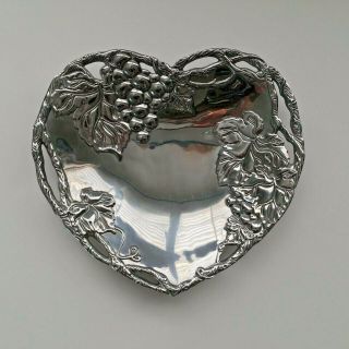 Arthur Court Heart Shaped 10 " Grapevine Design Serve Bowl/tray/dish Signed Euc