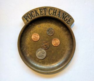 Vintage 5 " Brass Pocket Change Tray Catchall Dish Gold Home Decor Entry Table
