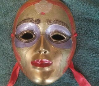 Vintage Brass Decorative Mask Made In India Mardi Gras