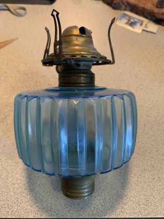Antique Oil Lamp Aqua Blue Queen Anne No.  1 Burner No Base