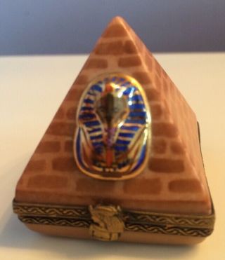 Pyramid No.  66/750 French Limoges Hand Painted Porcelain Trinket Box