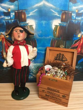 Byers Choice Carolers Halloween " Boy In Pirate Costume ",  2001,  Treasure Chest