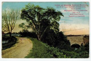 Collectible Vintage 1911 Postcard: Lyndale & Minnehaha Blvd. ,  Minneapolis,  Mn