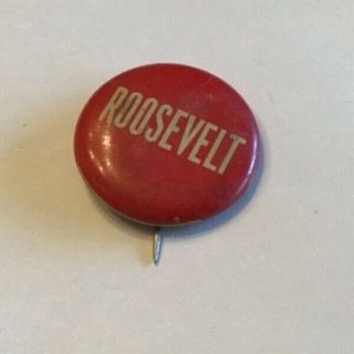 Vintage Fdr Franklin D Roosevelt Solid Red White Letters Campaign Political Pin