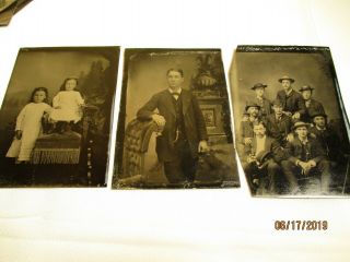 12 antique small tin type photos interesting group 3