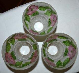 3 VINTAGE Frosted REVERSE PAINTED Floral Light Globe GLASS Ceiling Fan Shade 3