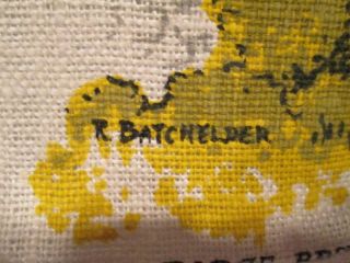 NOS Vintage Kitchen Tea Towel Linen Signed R Batchelder AMISH PA Dutch Country 2