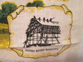NOS Vintage Kitchen Tea Towel Linen Signed R Batchelder AMISH PA Dutch Country 5