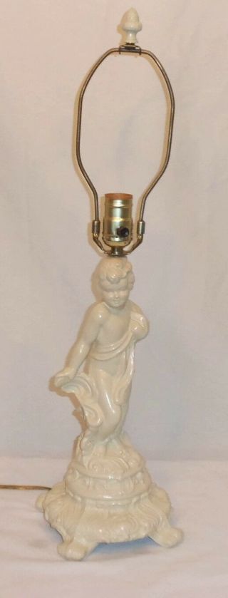 Vintage Cast Metal Cherub Table Lamp
