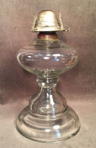 Vintage Clear Glass White Flame Light Co Oil Lamp Base 10 1/2 "