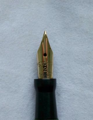 Swan Lady Fountain Pen.  Green Jade.  Swan 2 Nib,  With Some Flex.  1927.  G/vgwc.