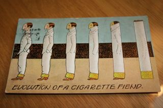 Evolution Of A Cigarett Fiend Postcard 121 Metamorphic