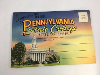Penn State Vintage 1940s Linen Postcard Book Nittany Lions Unposted