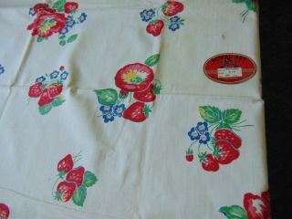 Vintage Cotton Print Tablecloth 1950 