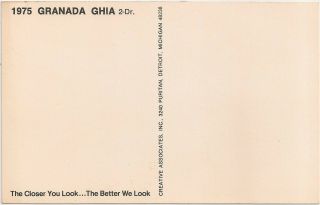 1975 Ford Granada Ghia 2 - Door Automobile Advertising Postcard 2